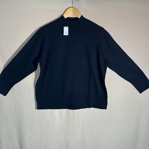 GAP black 100% cotton mock neck sweater with ribbed cuffs and bottom